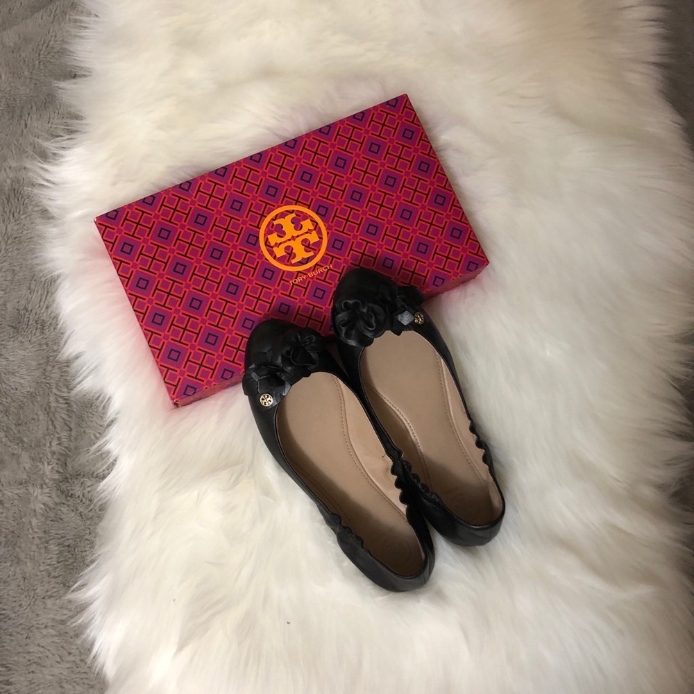 Tory Burch Black Blossom Ballet Flats